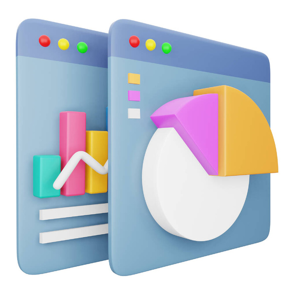 Growth chart 3d rendering isometric icon. - Vector, Image