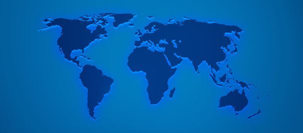 World map render 3D in blue - Photo, Image