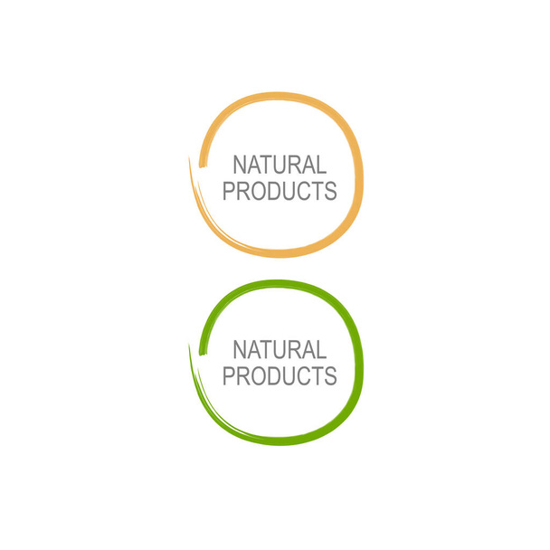 Natural Ingredients Badges ( Beige, Green ) Isolated on White - Vektor, kép
