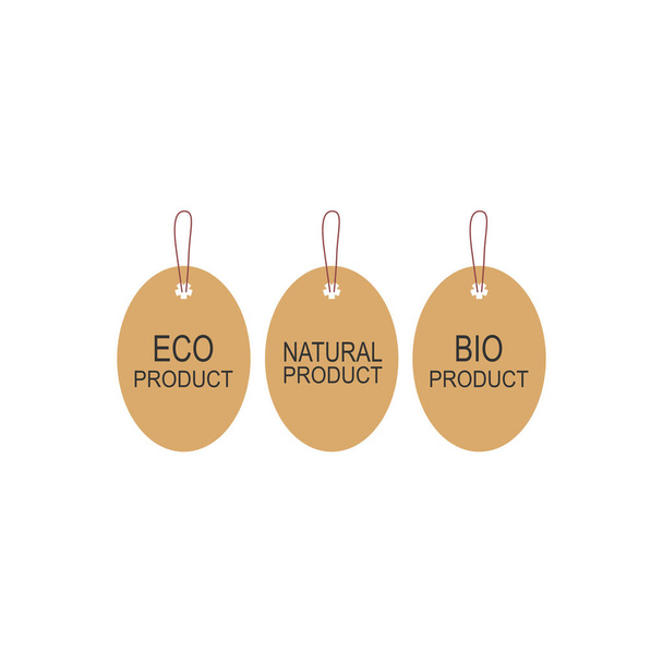ECO PRODUCT, NATURAL PRODUCT, BIO PRODUCT NATURAL PAPER TAGS - Vector, Image