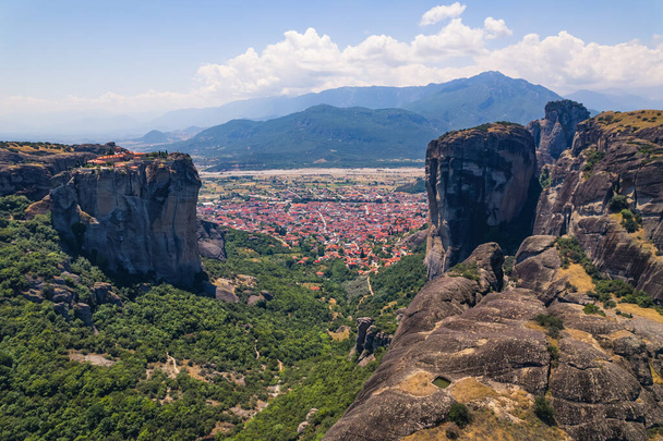 Meteora, Greece. Monasteries perched on the edge of sandstone peaks. Tourism concept. High quality photo - Photo, Image