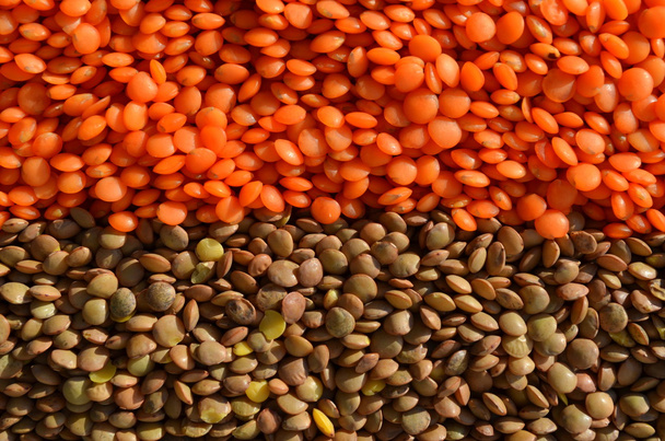 Lentils brown and red - Photo, Image