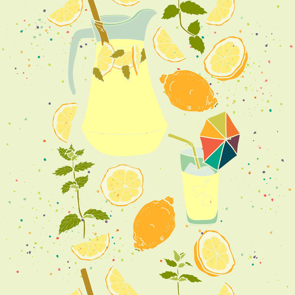 Seamless pattern with lemonade - Vector, Image