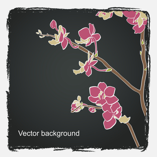 Hand drawn orchid branch - Wektor, obraz