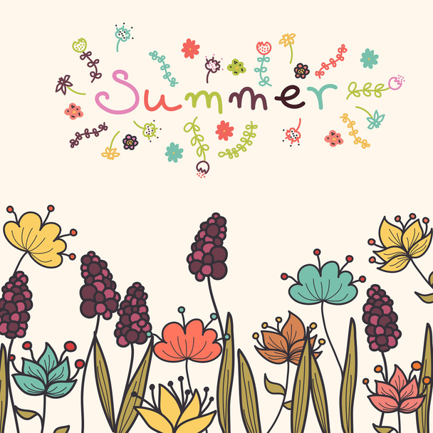 Cute summer card template - Vector, Imagen
