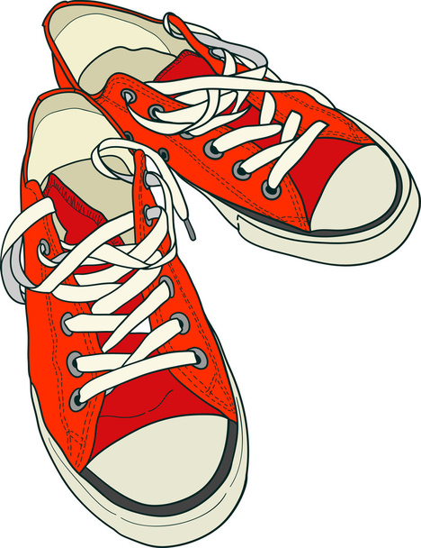 Pair of red sneakers - Vector, Image