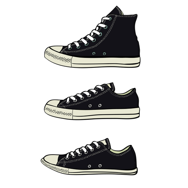 Zapatillas altas, bajas y delgadas
 - Vector, imagen
