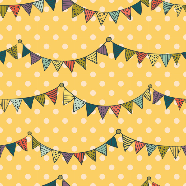 Μοτίβο με πολύχρωμο παιδιάστικη bunting σημαίες - Διάνυσμα, εικόνα