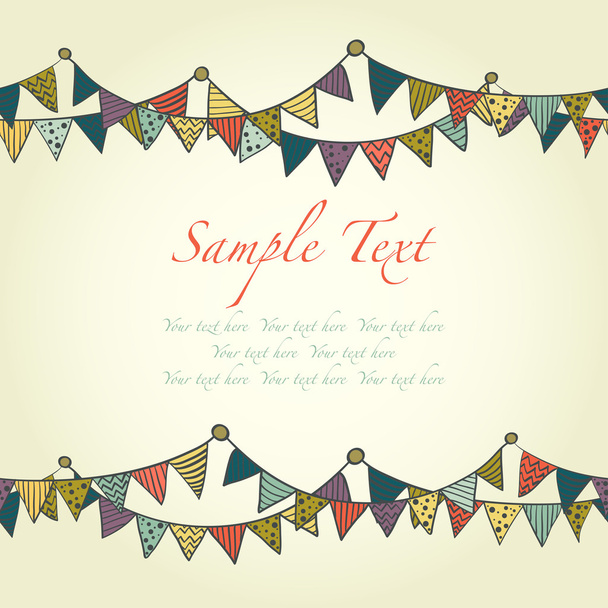 Greeting card with childish bunting flags. - Vector, Image