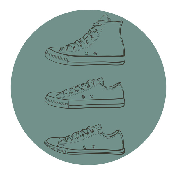 Набір високих, низьких і тонких кросівок
 - Вектор, зображення
