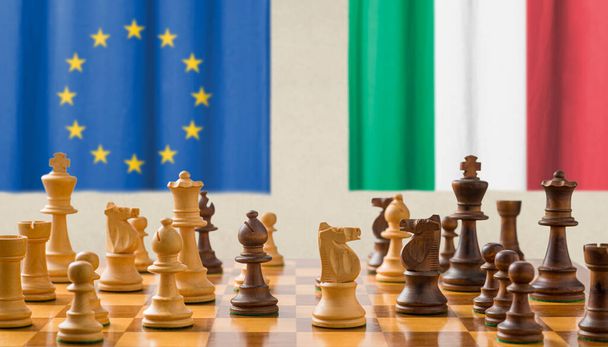 Concept with chess pieces - European Union and Italy - Foto, Imagem
