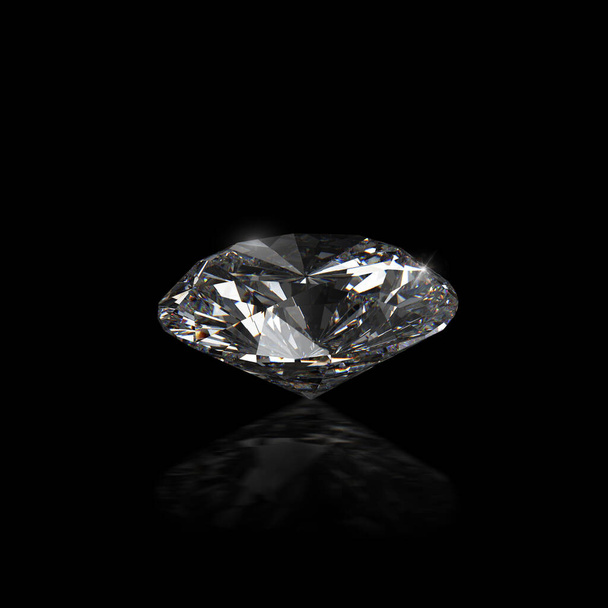 Schitterende diamant op zwarte achtergrond. 3D-weergave - Foto, afbeelding