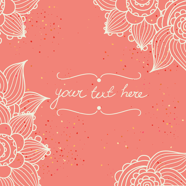 Red floral card template - Vector, imagen