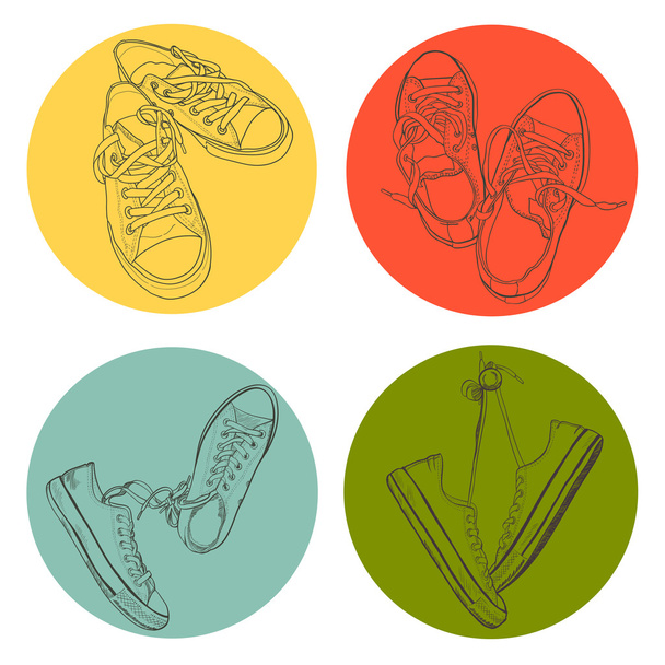 Four different pairs of sneakers - Vector, Image