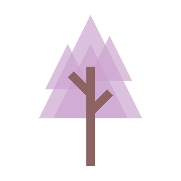 Геометрический символ вектора иконки дерева для природы, экологии и окружающей среды на плоской цветной иллюстрации - Вектор,изображение