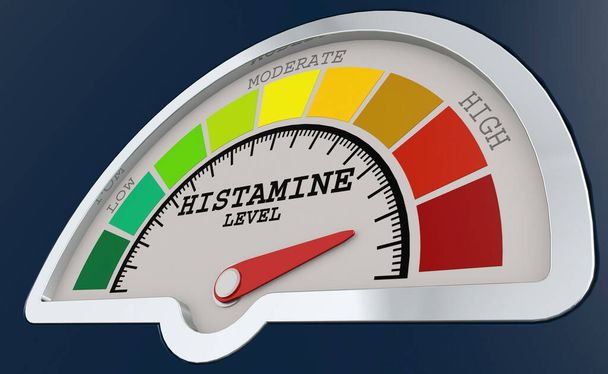 Histamine level measuring scale with color indicator, 3d rendering - Foto, Imagen