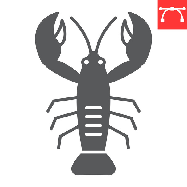 Cancer animal glyph icon, crustacean and seafood, lobster vector icon, vector graphics, editable stroke solid sign, eps 10. - Wektor, obraz