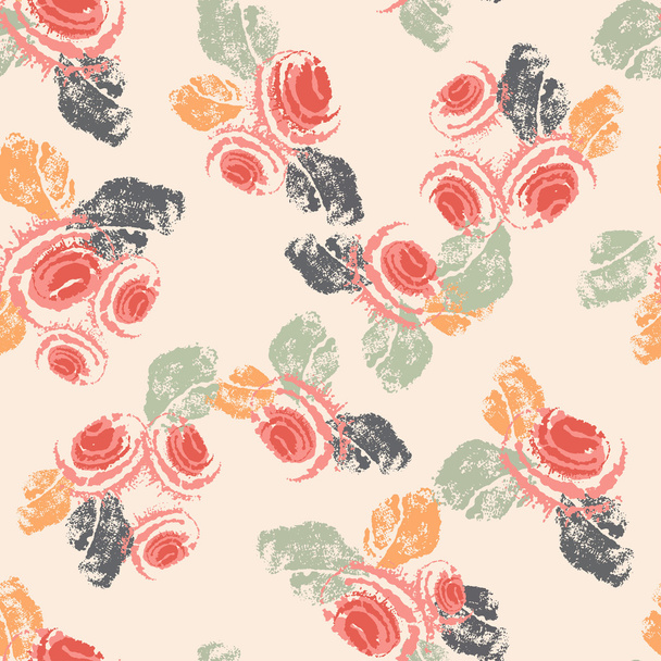 Ручні пофарбовані текстуровані шорсткі троянди безшовний візерунок
 - Вектор, зображення