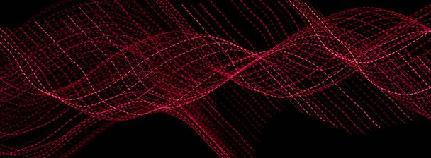 Siyah zemin üzerindeki kırmızı noktalı ışık çizgileri - Fotoğraf, Görsel