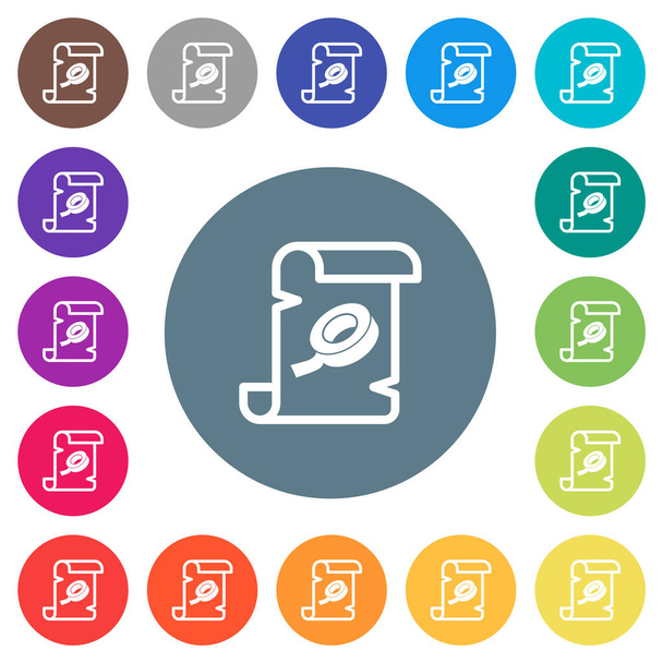 Script patch flat white icons on round color backgrounds. 17 background color variations are included. - Vector, Imagen