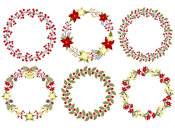 Christmas wreath set - Vector, Imagen