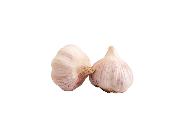 Fresh garlic closeup isolated on a white background - Φωτογραφία, εικόνα