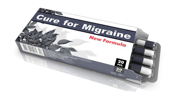 Lék na migrénu, šedá otevřené blistru. - Fotografie, Obrázek