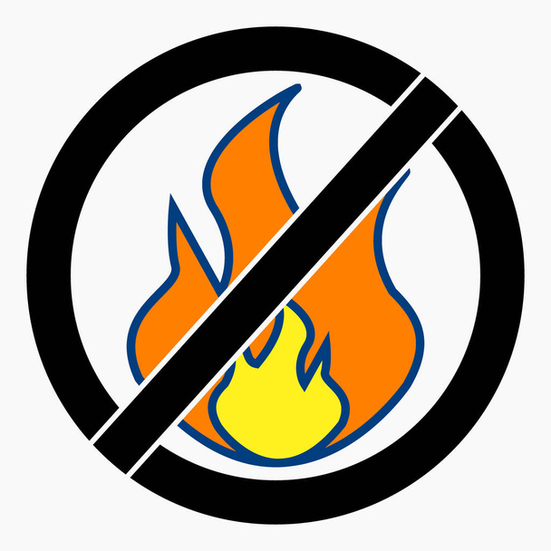 No fire icon. Dangerous fire. Fire prohibition. Flammable. Vector icon. - Vektor, Bild