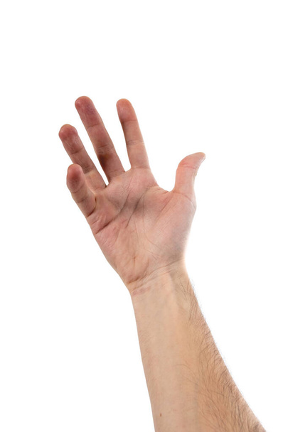 Krásné a stylizované rameno a otevřená ruka bělocha osoba přes 100% bílé pozadí - Fotografie, Obrázek