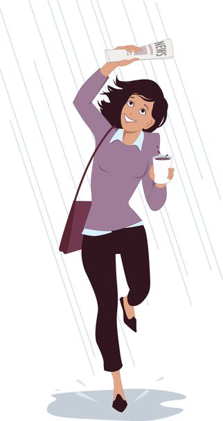 Caught in the rain - Vector, Image