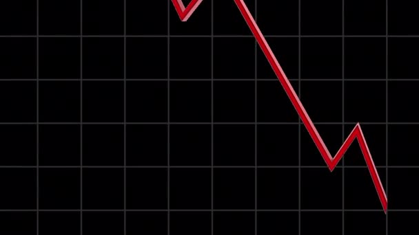 3D red Falling Trend Line - Кадры, видео