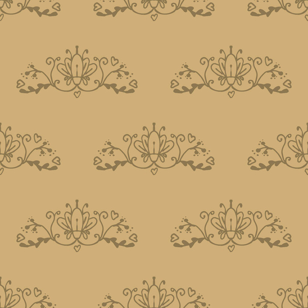 seamless vector retro pattern with floral elements  - Vektör, Görsel