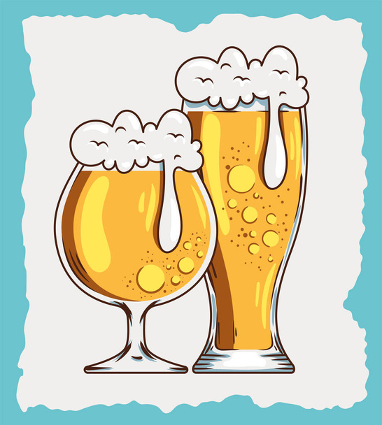 beers cup and glass poster - Vector, Imagen