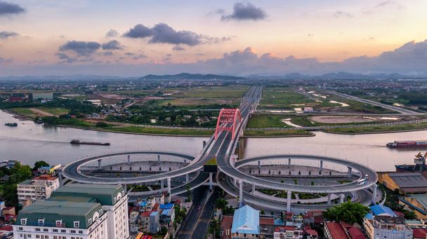 Hoang Van Thu bridge in Hai Phong, Vietnam in morning - Fotó, kép
