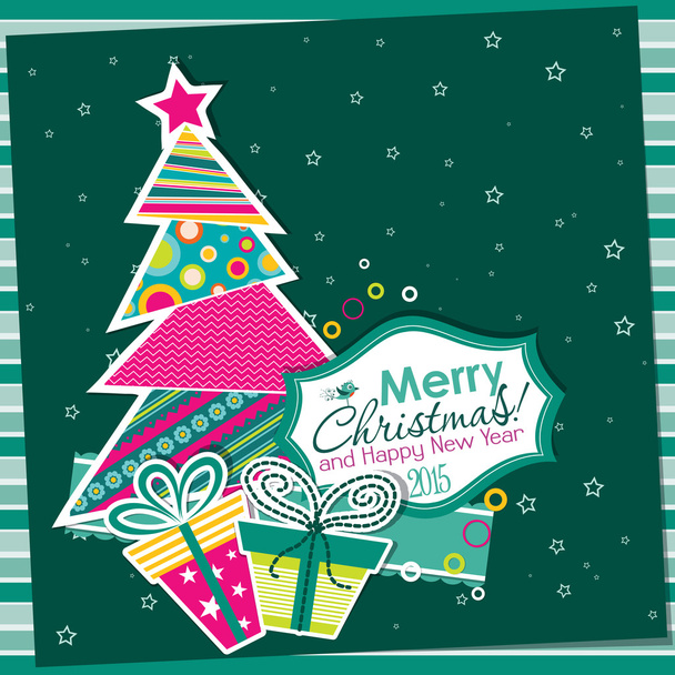 Template Christmas greeting card, vector - Vettoriali, immagini