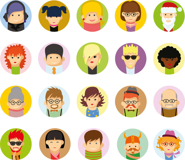 Personaggio icone avatar in design piatto
 - Vettoriali, immagini