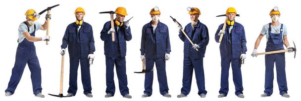 Set of miner man on white background - Фото, зображення