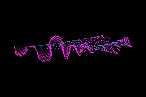 Abstract blue digital equalizer indicators. Sound wave illustration on a dark background.Voice graph meter or audio electronic tracks.Vector horizontal sonic vibration spectrum. - Wektor, obraz