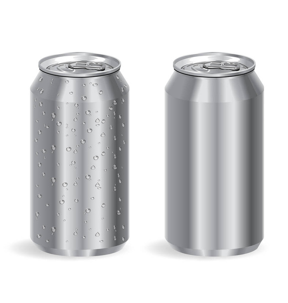 srebrne aluminiowe puszki po napojach  - Wektor, obraz