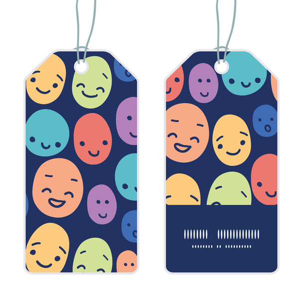 Vector funny faces vertical stripe frame pattern tags set - Vector, Image