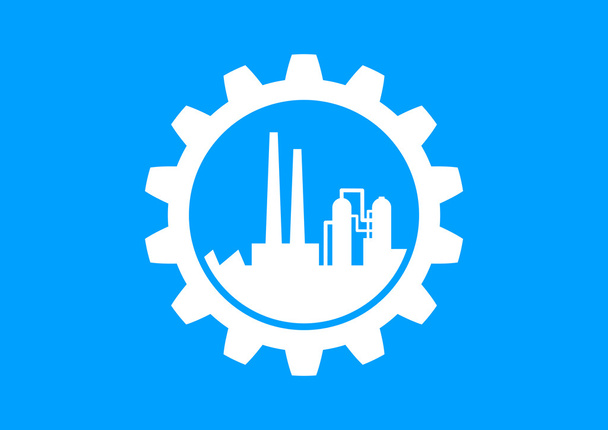 Biała ikona przemysłowych na niebieskim tle - Wektor, obraz