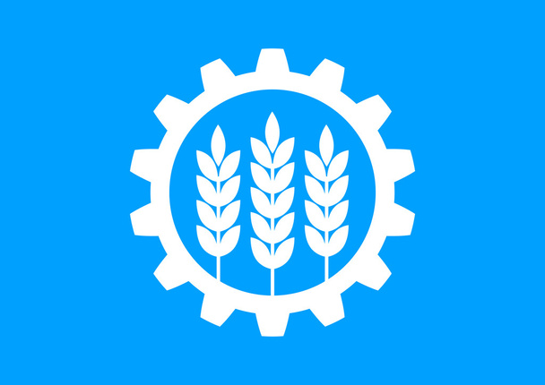 Icono industrial blanco sobre fondo azul
 - Vector, Imagen