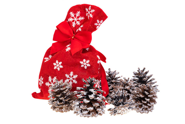 різдвяна сумка з подарунками ізольована на білому тлі
 - Фото, зображення
