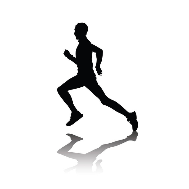 black Silhouette of running man, sport, fitness, marathon concept - Vecteur, image