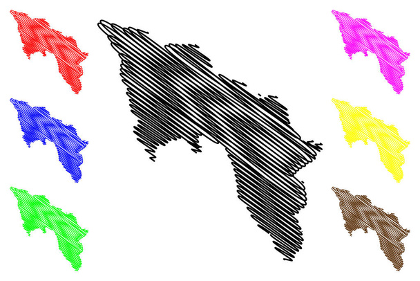Isla de Sandoy (Reino de Dinamarca, Islas Feroe) mapa vector ilustración, boceto de garabato Mapa de arena - Vector, Imagen