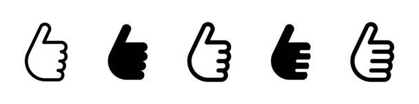 Thumbs up. Like. Vector black icon. Set of clipart isolated on white background. - Vettoriali, immagini
