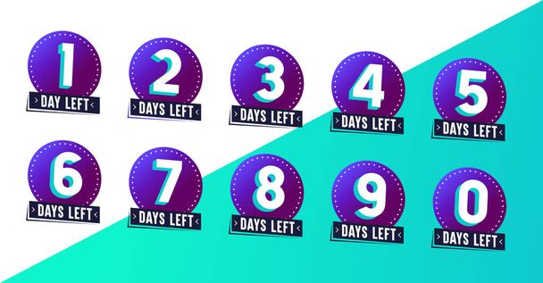 Flashy number of days left. Stickers and banners timer pack. - Vecteur, image
