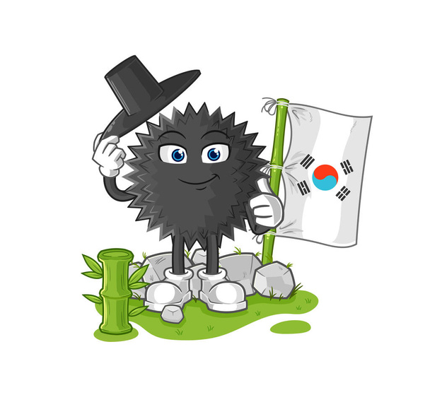 the sea urchin korean character. cartoon mascot vecto - Vektor, Bild
