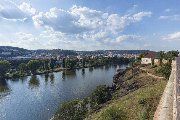 Lovely city views from the Vysehrad castle in Prague.  - Foto, Imagen