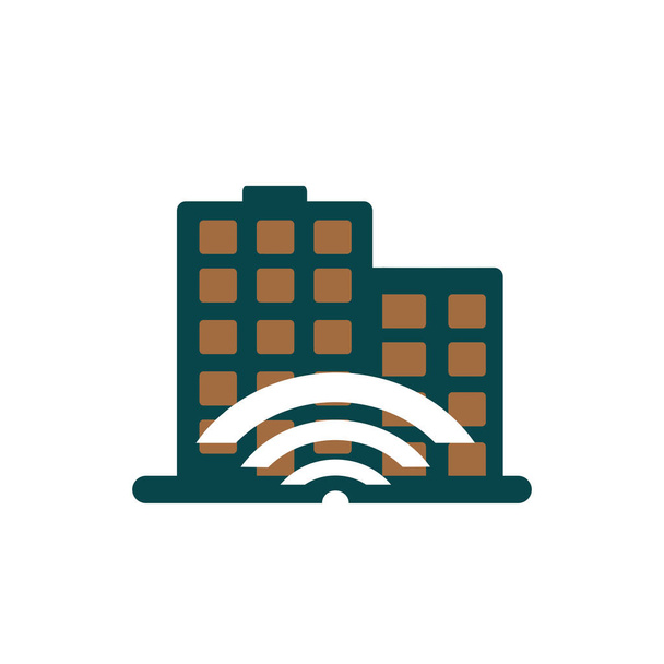 apartment condo wifi  connection symbol - Vector, Imagen